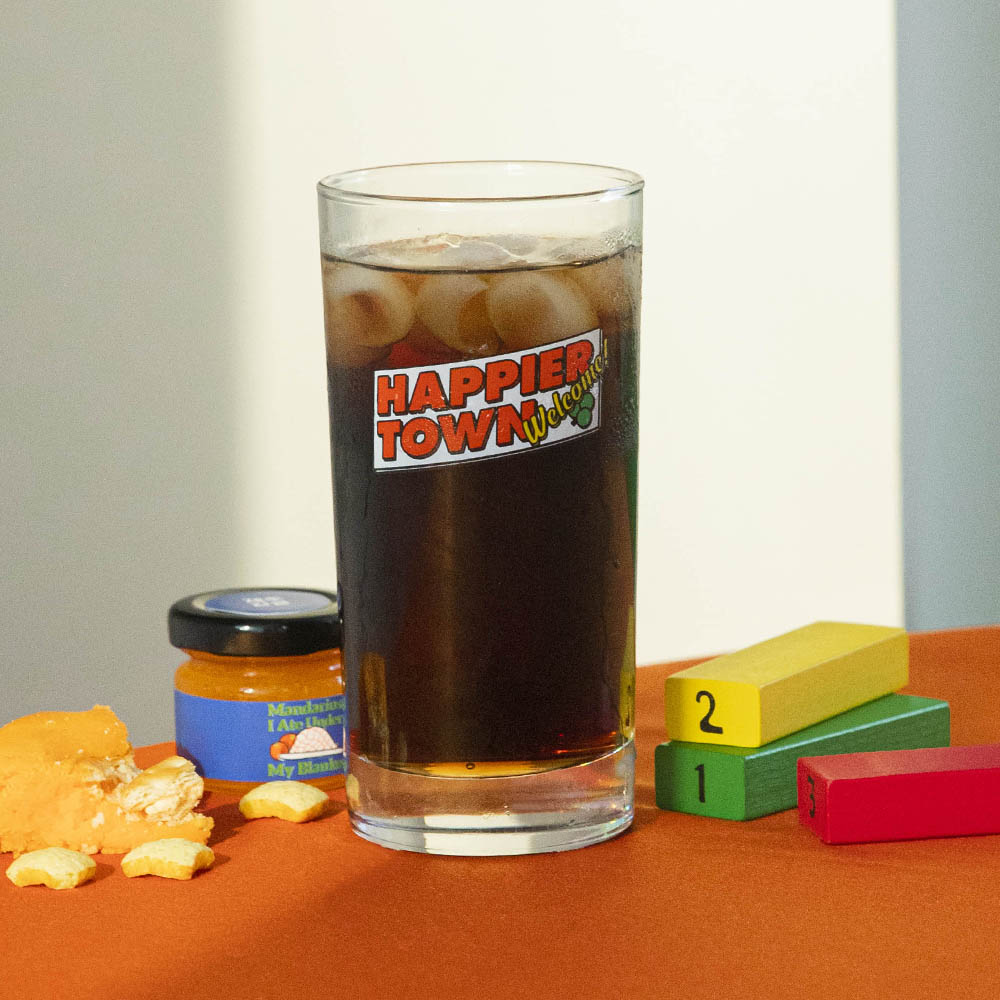 [Cup] 330ml glass_Happier town sign logo