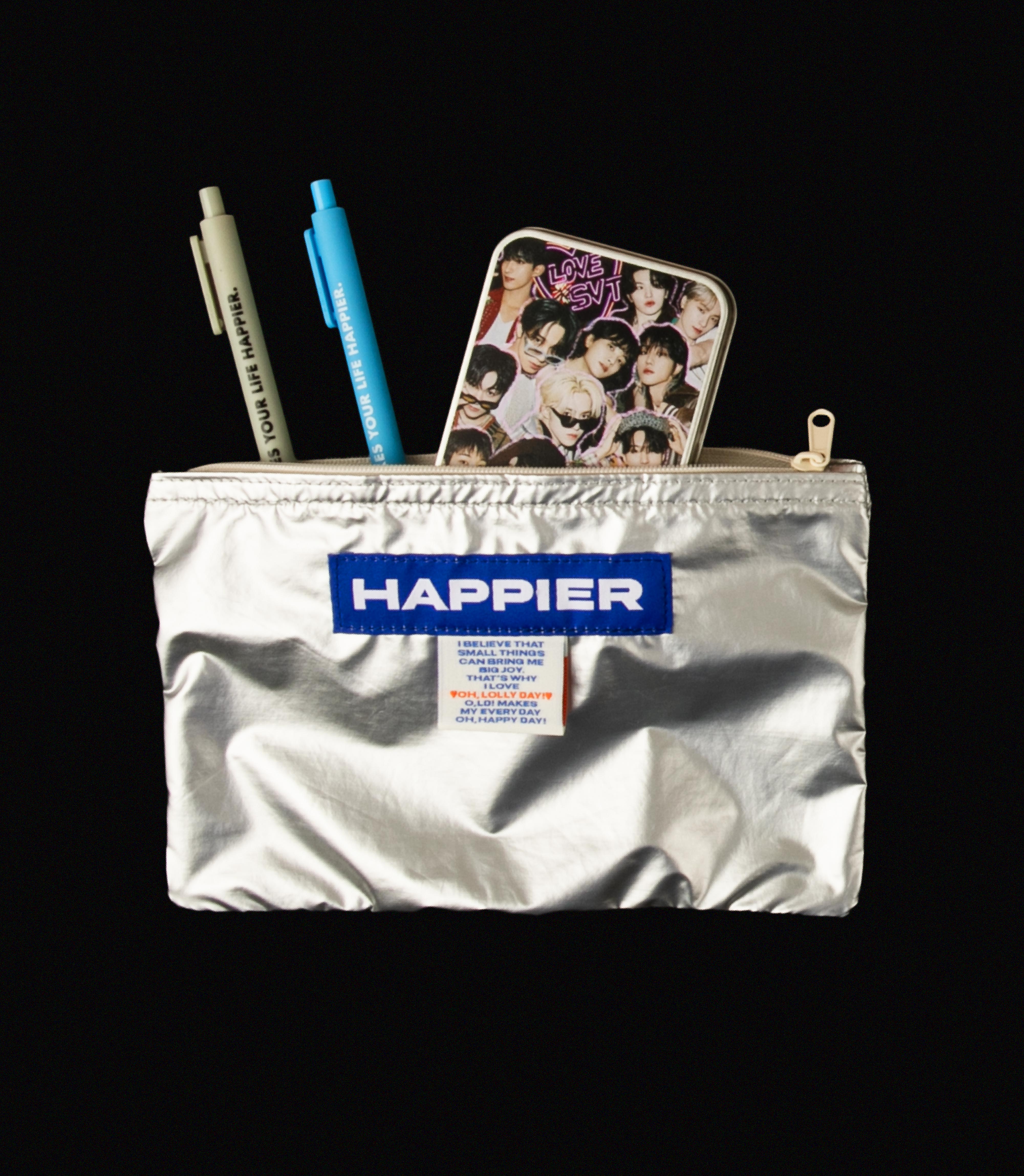 [회원 한정 할인] [Pouch] Happier label pouch_silver_M
